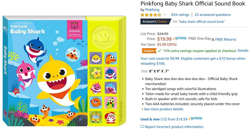 pinkfong baby shark sound book