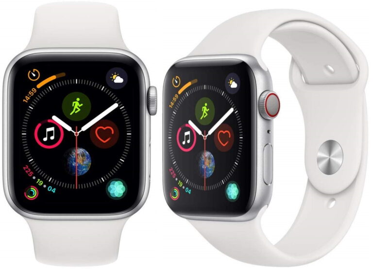 Apple Watch Series 4 (GPS + Cellular, 44mm) - Silver Aluminum Case with White Sport Band