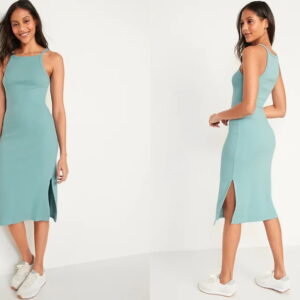 Fitted Rib-Knit Midi Cami Dress for Women 1 featured